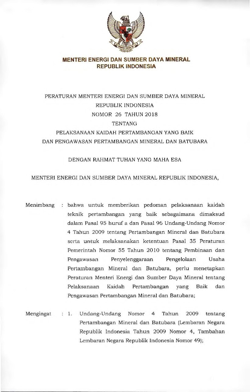 Peraturan Menteri Energi Dan Sumber Daya Mineral No Tahun