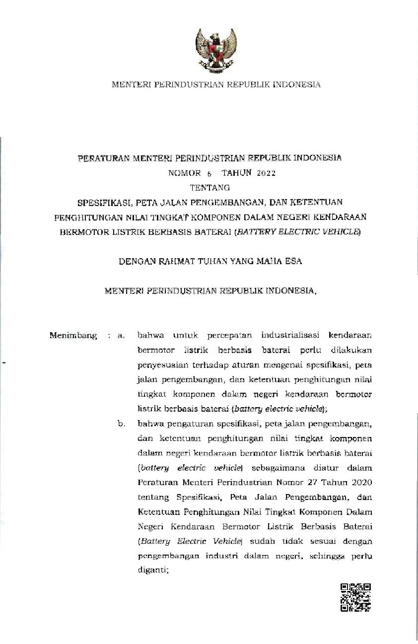 Peraturan Menteri Perindustrian No Tahun Tentang Spesifikasi