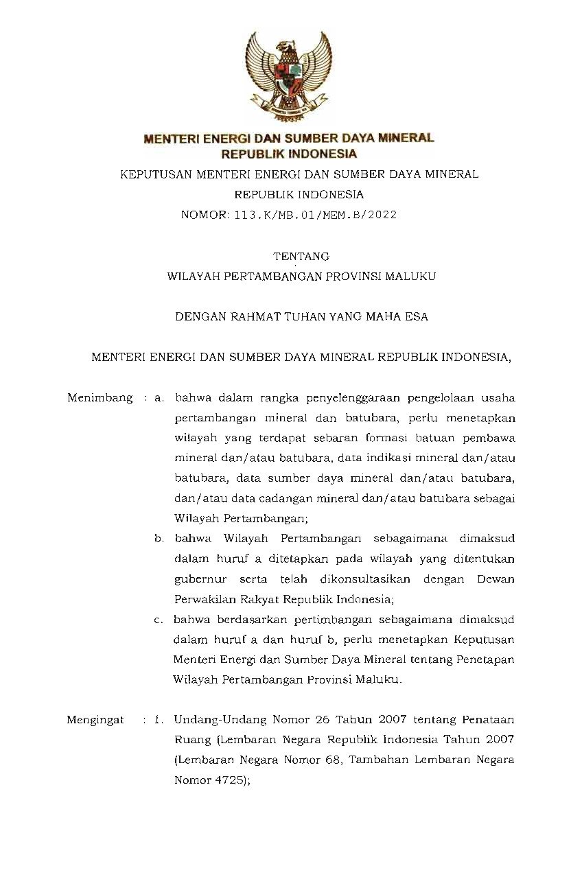 Keputusan Menteri Energi Dan Sumber Daya Mineral No K Mb Mem B