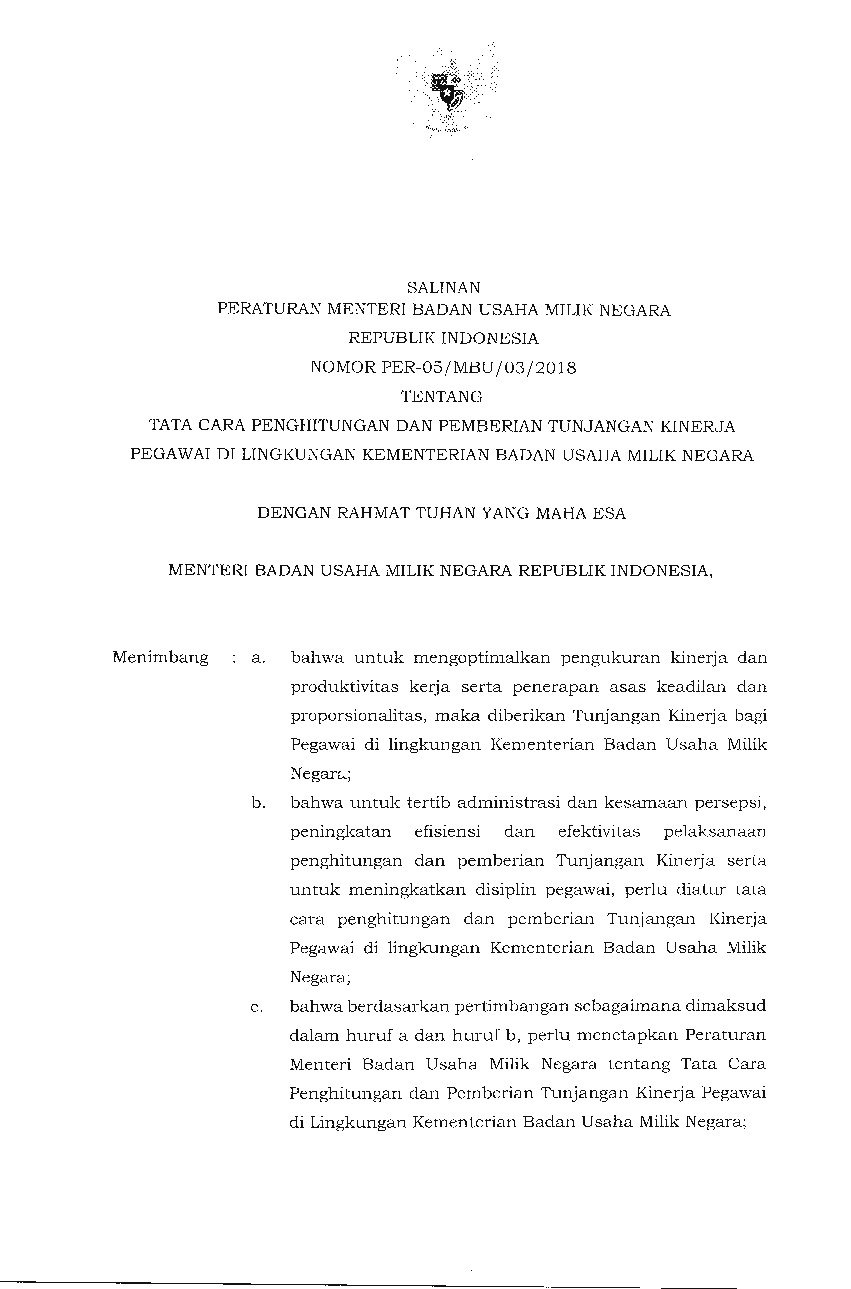 Peraturan Menteri Bumn No Per Mbu Tahun Tentang Tata Cara Penghitungan Dan