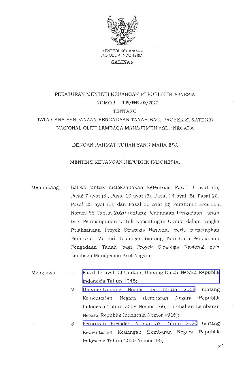 Peraturan Menteri Keuangan No 139/PMK.06/2020 Tahun 2020 Tentang Tata ...