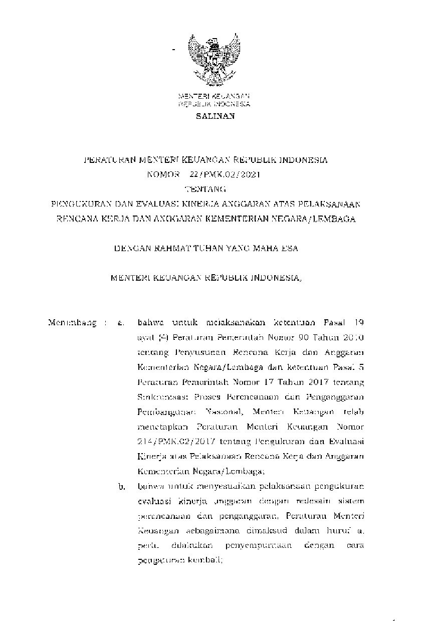 Peraturan Menteri Keuangan No 22/PMK.02/2021 Tahun 2021 Tentang ...