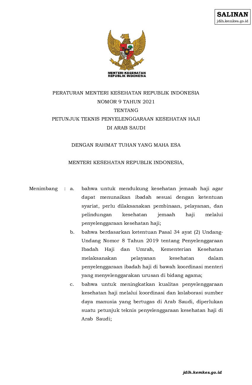 Peraturan Menteri Kesehatan No 9 Tahun 2021 Tentang Petunjuk Teknis ...