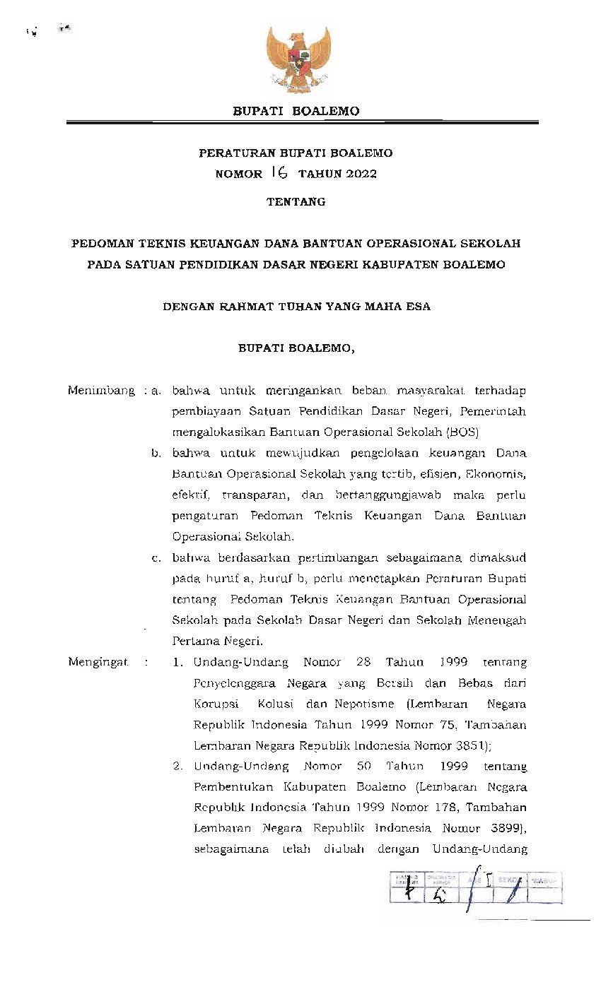 Peraturan Bupati Boalemo No 16 Tahun 2022 Tentang Pedoman Teknis Keuangan Dana Bantuan 8634