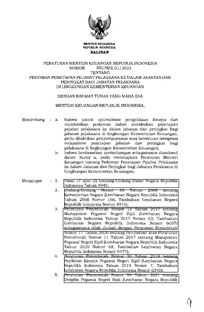 Peraturan Menteri Keuangan No 200/PMK.01/2022 Tahun 2022 Tentang ...