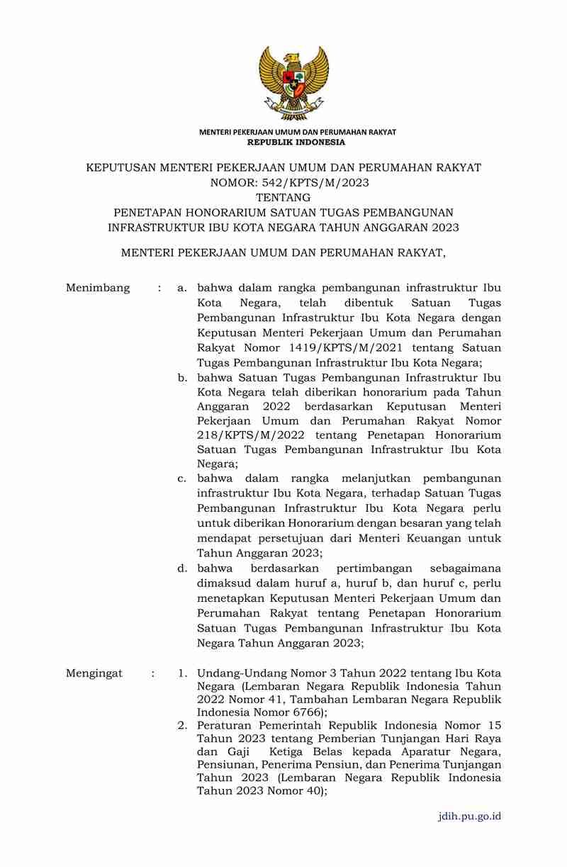 Keputusan Menteri Pekerjaan Umum Dan Perumahan Rakyat No 542/KPTS/M ...