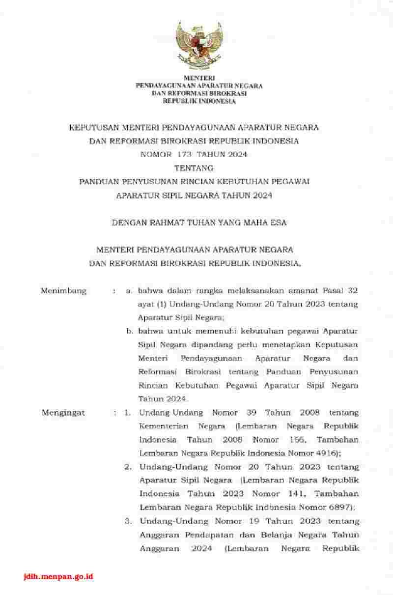 Keputusan Menteri Negara Pendayagunaan Aparatur Negara Dan Reformasi ...